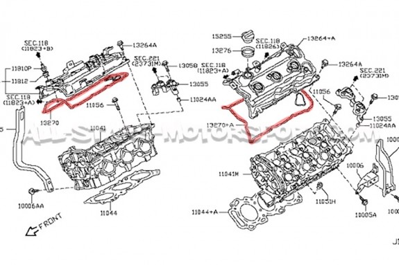 Nissan 350Z 03-06 Valve Cover Gasket - Right