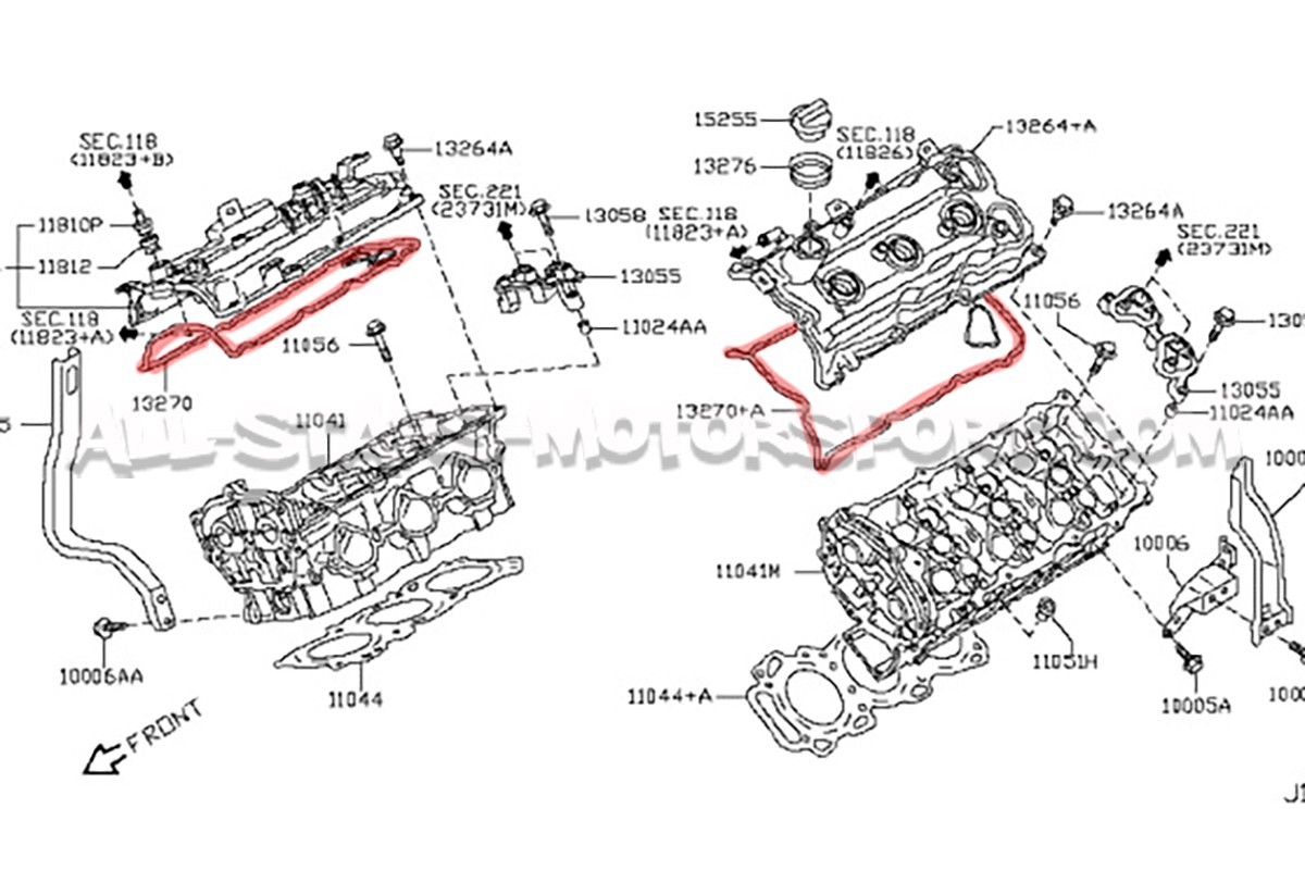 Junta de tapa culata para Nissan 350Z 03-06 - Derecha