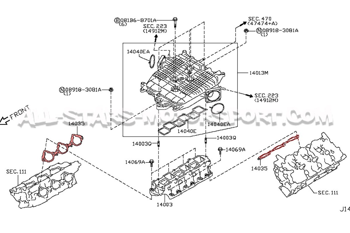 Joint inférieur de collecteur d'admission pour Nissan 370Z et 350Z ...