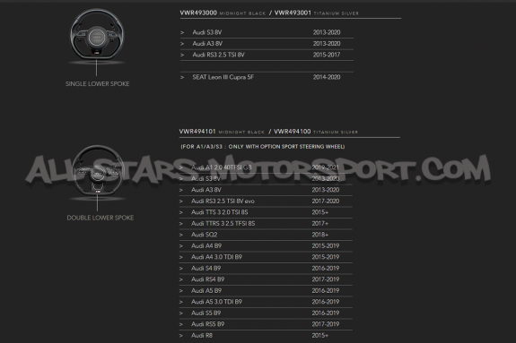 Levas de volante Racingline para Audi S3 8V / RS3 8V / TTS / TTRS 8S