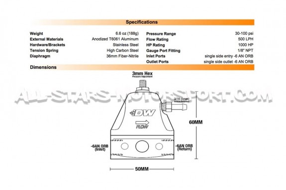 Deatschwerks DWR1000iL Universal Fuel Pressure Regulator
