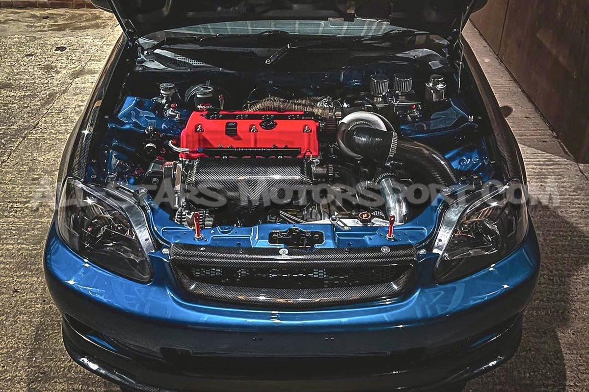 Colector de admision de carbono PracWorks Centerfeed para Civic Typ...