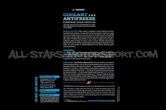 BMW / Mini / Mercedes-Benz / Nissan Mishimoto Chill Blue Coolant fluid