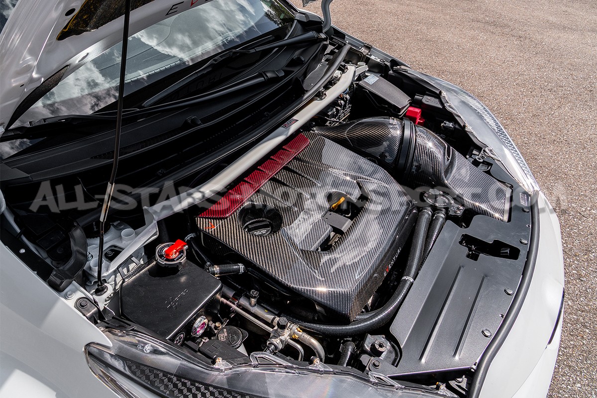 Toyota Yaris GR Eventuri Carbon Fiber / Red Kevlar Engine Cover