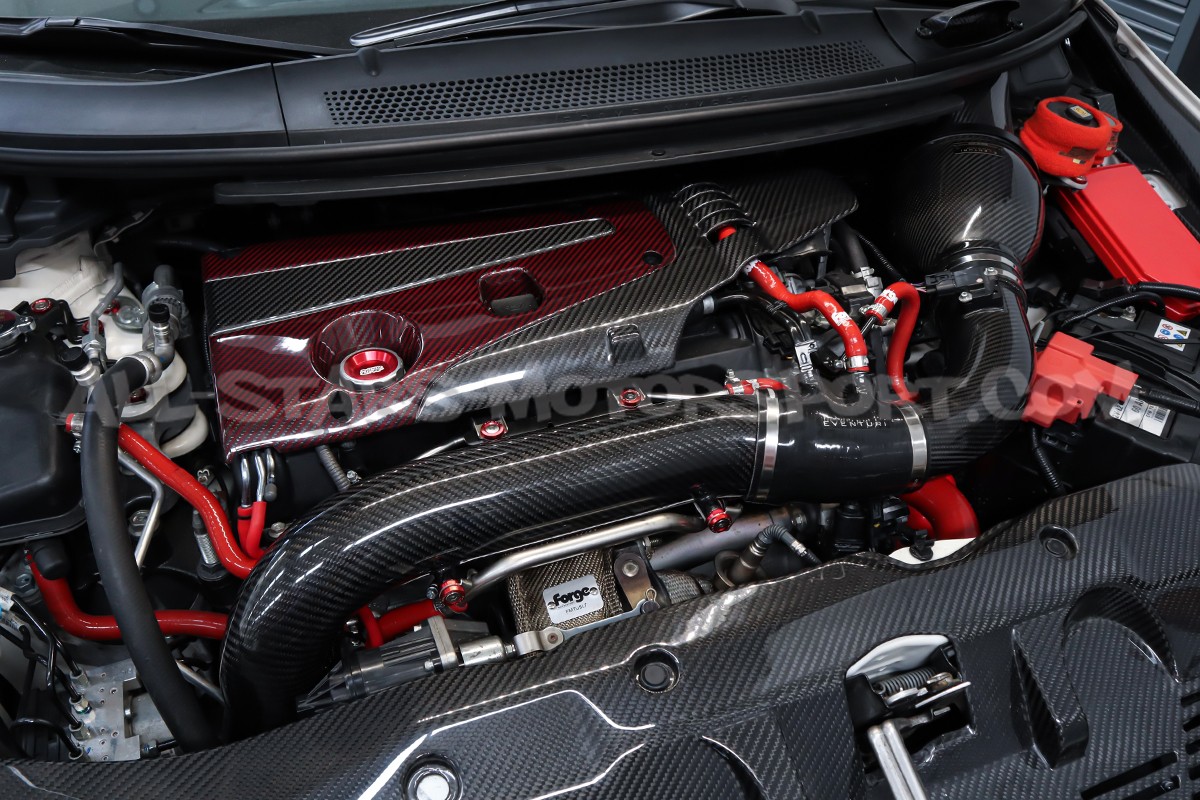 Tapa de motor de fibra de carbono y kevlar rojo Eventuri para Honda Civic Type R FK2 / FK8 / FL5