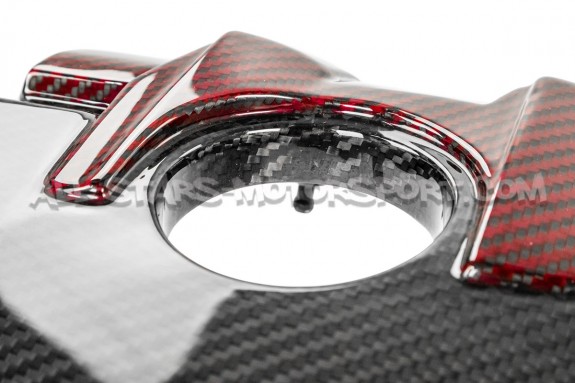 Tapa de motor de fibra de carbono y kevlar rojo Eventuri para Audi ...