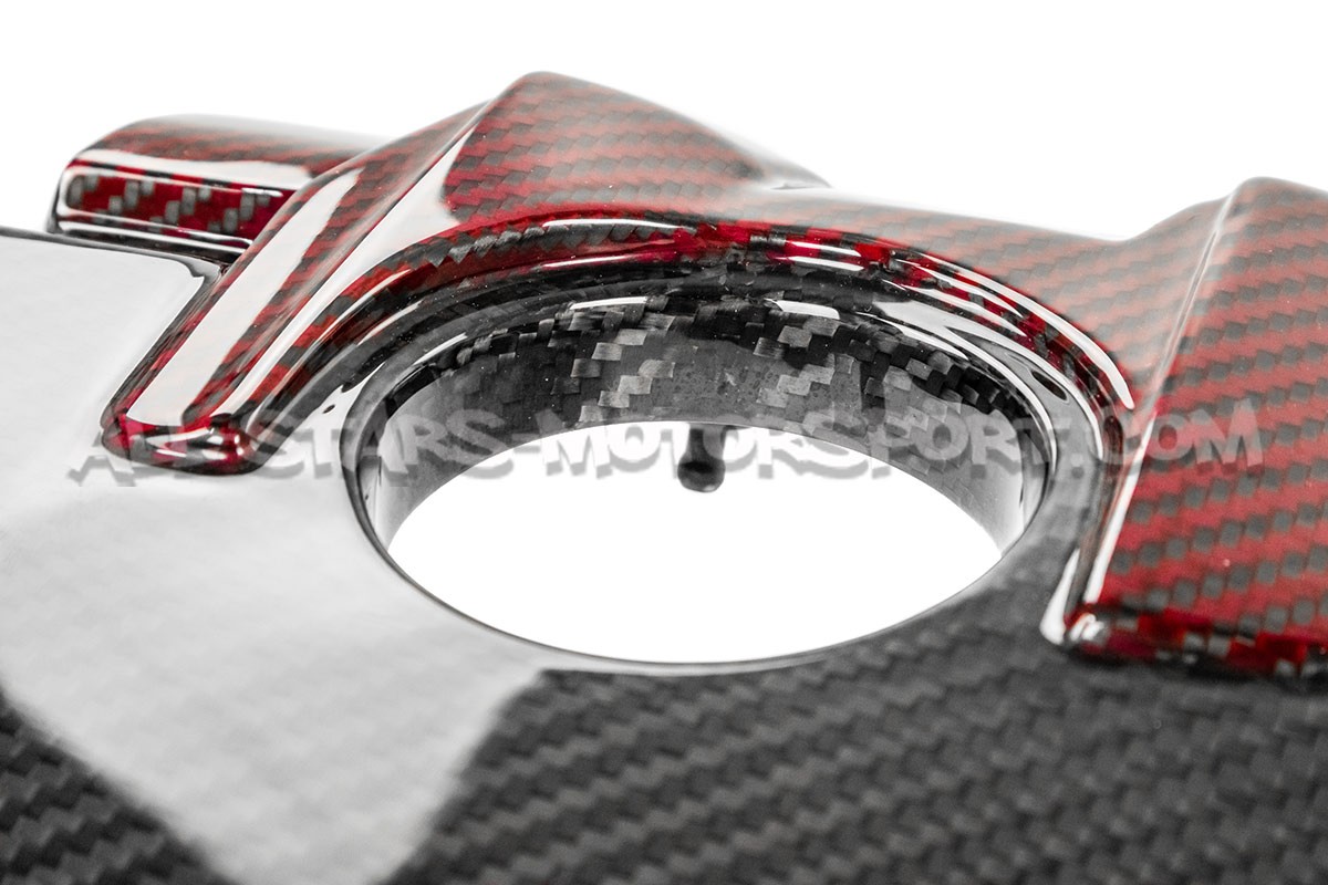 Tapa de motor de fibra de carbono y kevlar rojo Eventuri para Audi ...