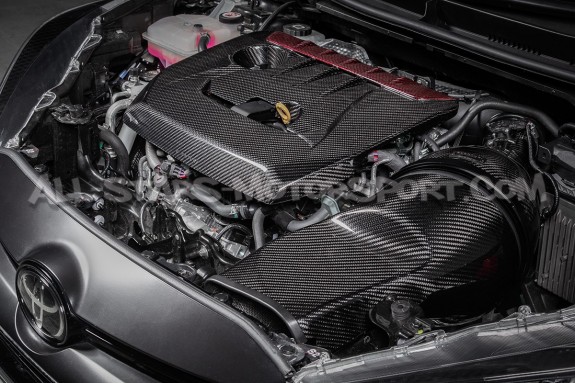Toyota Yaris GR Eventuri Carbon Fiber / Red Kevlar Engine Cover